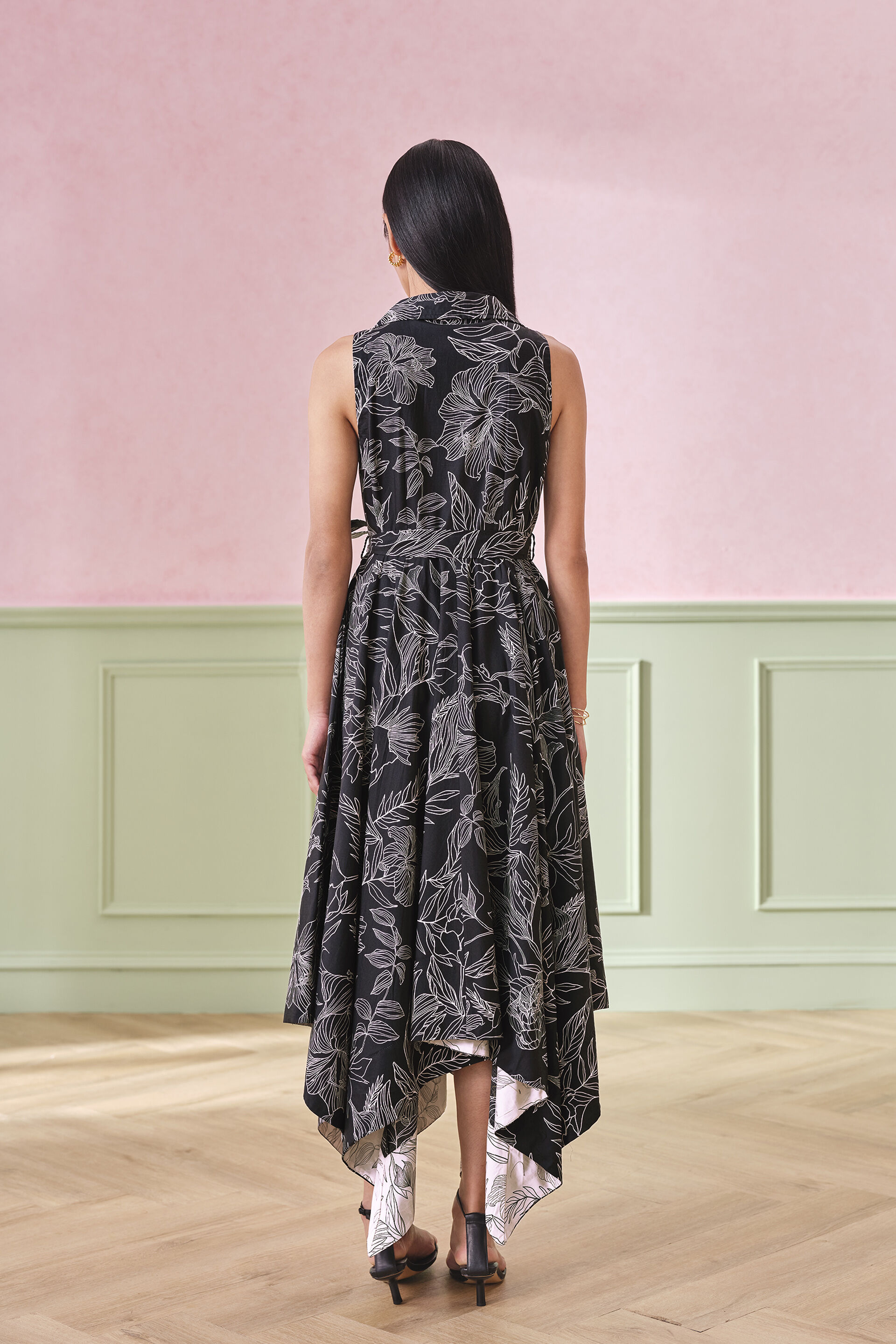 Stardust Blossom Cotton Dress, Black, image 4